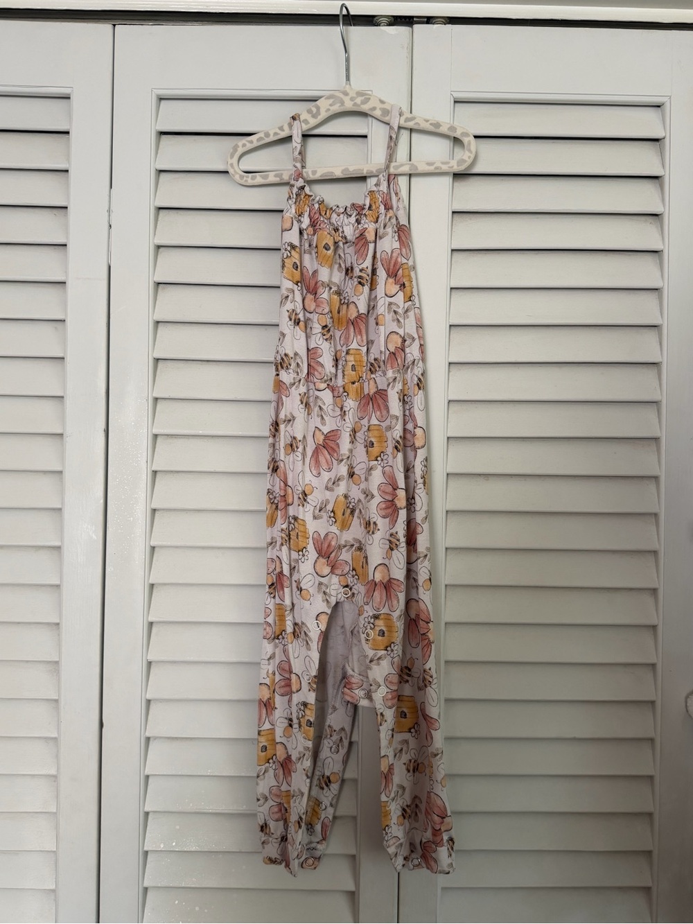 Little snuggles 2T bamboo Floral honey bee Spaghetti-Strap Jumpsuit
